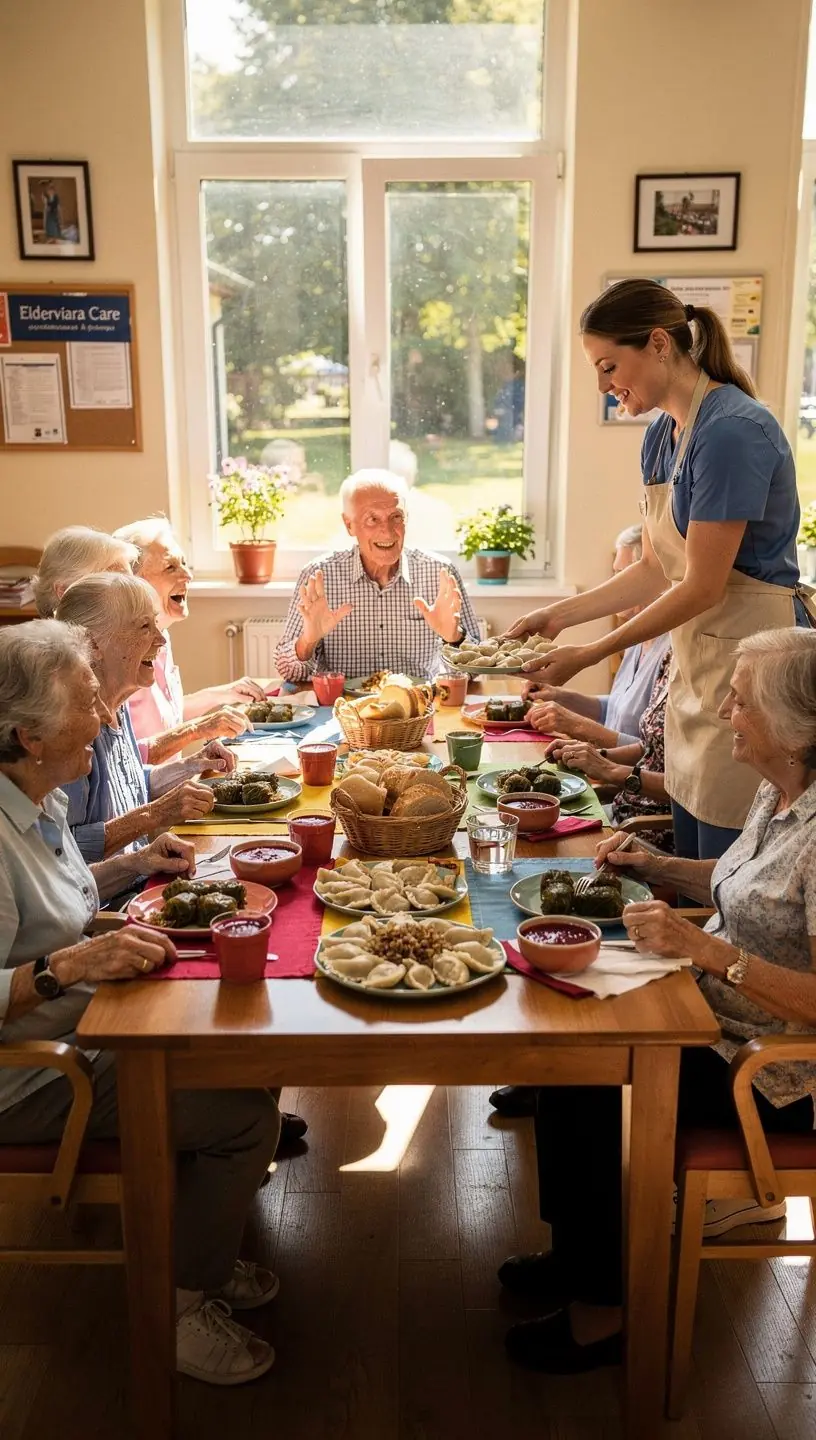 Kobieta i mężczyzna grają w szachy w ogrodzie centrum wsparcia.